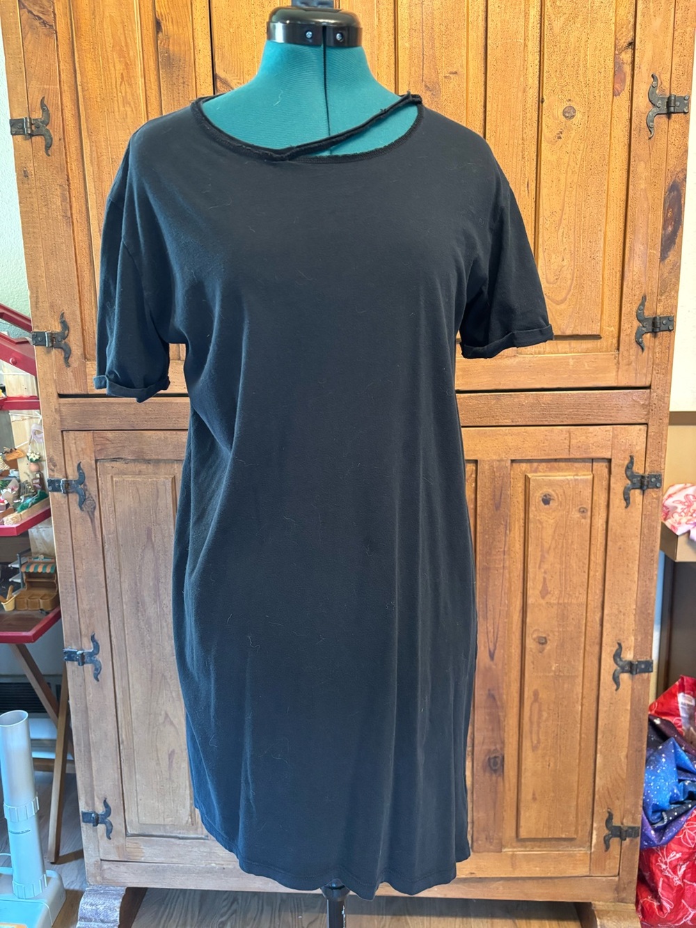 Topshop Black Raw Edge Tee Dress